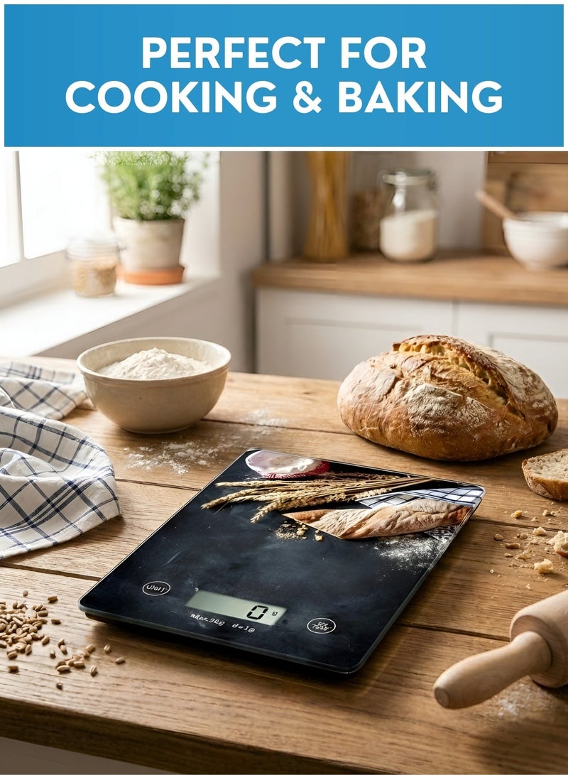 ميزان طعام رقمي – ميزان مطبخ إلكتروني بدقة 5 كجم / 1 جرام مع شاشة LCD ووظيفة التصفير (Tare)، ميزان جرام متعدد الوحدات للطبخ والخبز والتحكم في الكميات - Image 2